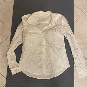 Boden White Button Down Shirt with Dots